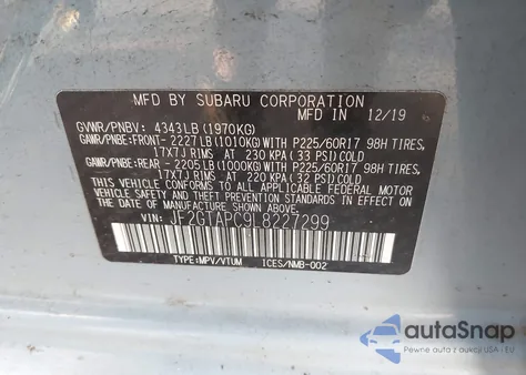 2020 Subaru Crosstrek Premium from USA, damaged, VIN JF2GTAPC9L8227299